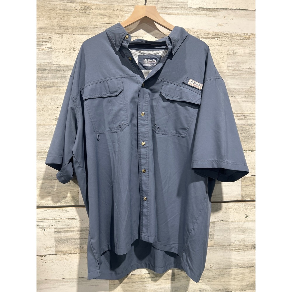 Bimini Bay Fishing Shirt Mens 3XL Blue Short Sleeve Ventilated Gorpcore EUC